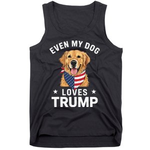 Retriever Even My Dog Loves Trump Usa Flag Bandana Tank Top