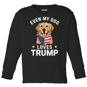 Retriever Even My Dog Loves Trump Usa Flag Bandana Toddler Long Sleeve Shirt