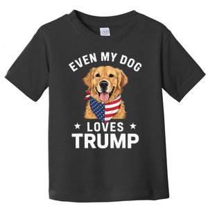 Retriever Even My Dog Loves Trump Usa Flag Bandana Toddler T-Shirt