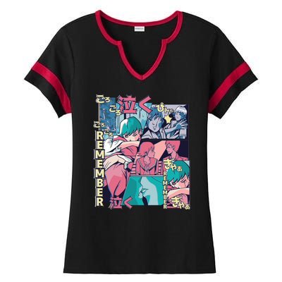 Remember Anime Ladies Halftime Notch Neck Tee