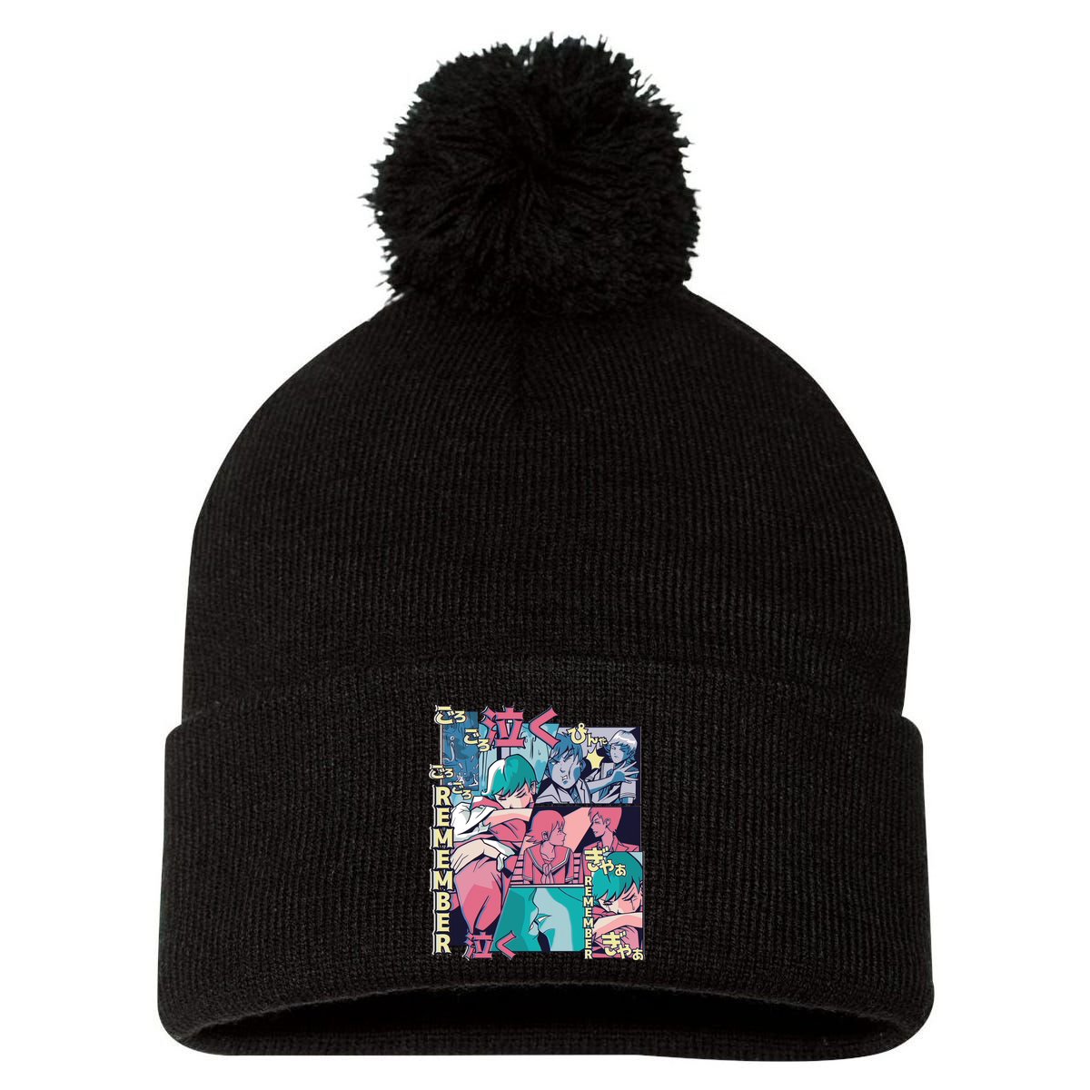 Remember Anime Pom Pom 12in Knit Beanie