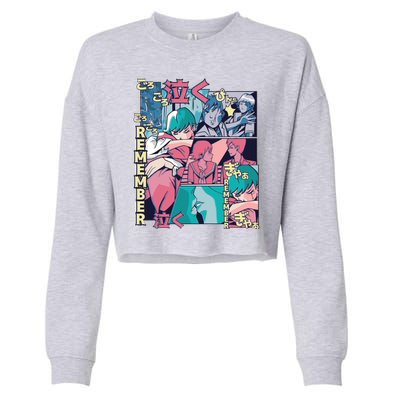 Remember Anime Cropped Pullover Crew