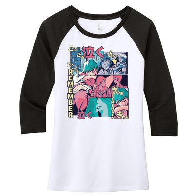 Remember Anime Women's Tri-Blend 3/4-Sleeve Raglan Shirt