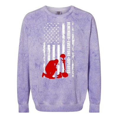 Remember Everyone Deployed Support Our Troops Colorblast Crewneck Sweatshirt