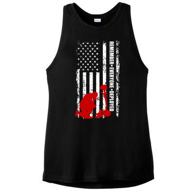 Remember Everyone Deployed Support Our Troops Ladies PosiCharge Tri-Blend Wicking Tank