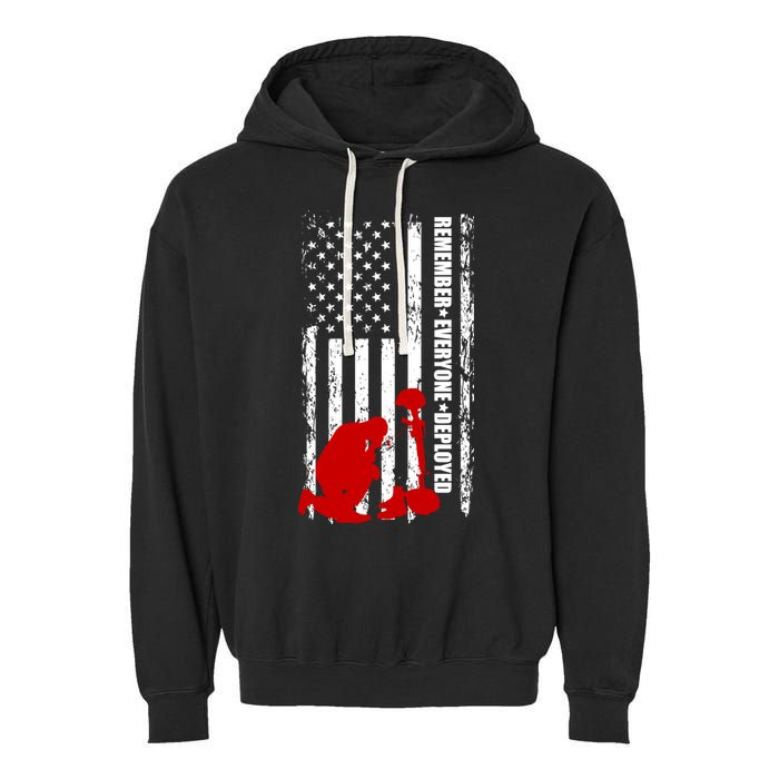 Remember Everyone Deployed Support Our Troops Garment-Dyed Fleece Hoodie