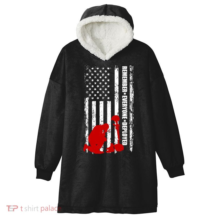 Remember Everyone Deployed Support Our Troops Hooded Wearable Blanket