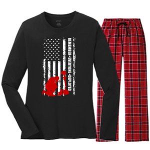 Remember Everyone Deployed Support Our Troops Women's Long Sleeve Flannel Pajama Set 