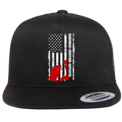 Remember Everyone Deployed Support Our Troops Flat Bill Trucker Hat