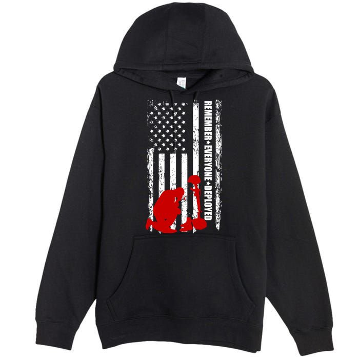 Remember Everyone Deployed Support Our Troops Premium Pullover Hoodie