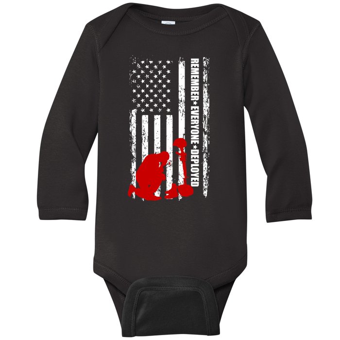 Remember Everyone Deployed Support Our Troops Baby Long Sleeve Bodysuit