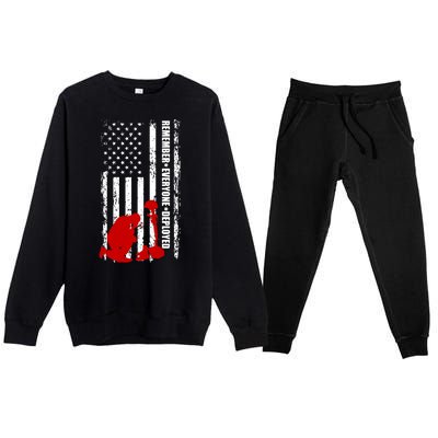 Remember Everyone Deployed Support Our Troops Premium Crewneck Sweatsuit Set