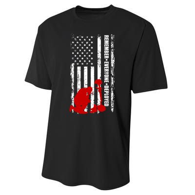 Remember Everyone Deployed Support Our Troops Performance Sprint T-Shirt