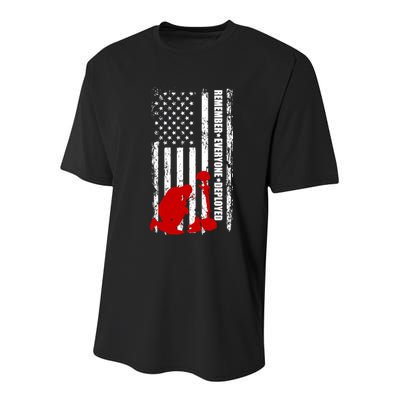 Remember Everyone Deployed Support Our Troops Youth Performance Sprint T-Shirt