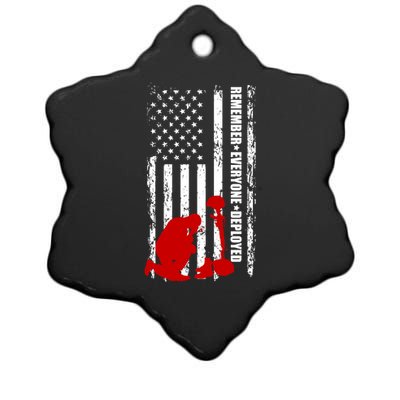 Remember Everyone Deployed Support Our Troops Ceramic Star Ornament