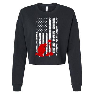 Remember Everyone Deployed Support Our Troops Cropped Pullover Crew