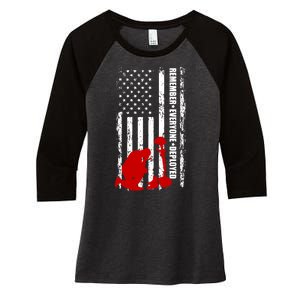 Remember Everyone Deployed Support Our Troops Women's Tri-Blend 3/4-Sleeve Raglan Shirt