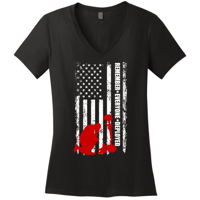 Remember Everyone Deployed Support Our Troops Women's V-Neck T-Shirt