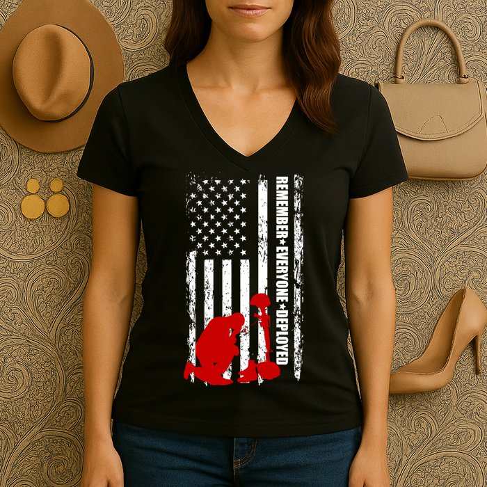 Remember Everyone Deployed Support Our Troops Women's V-Neck T-Shirt