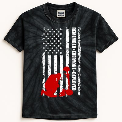 Remember Everyone Deployed Support Our Troops Kids Tie-Dye T-Shirt