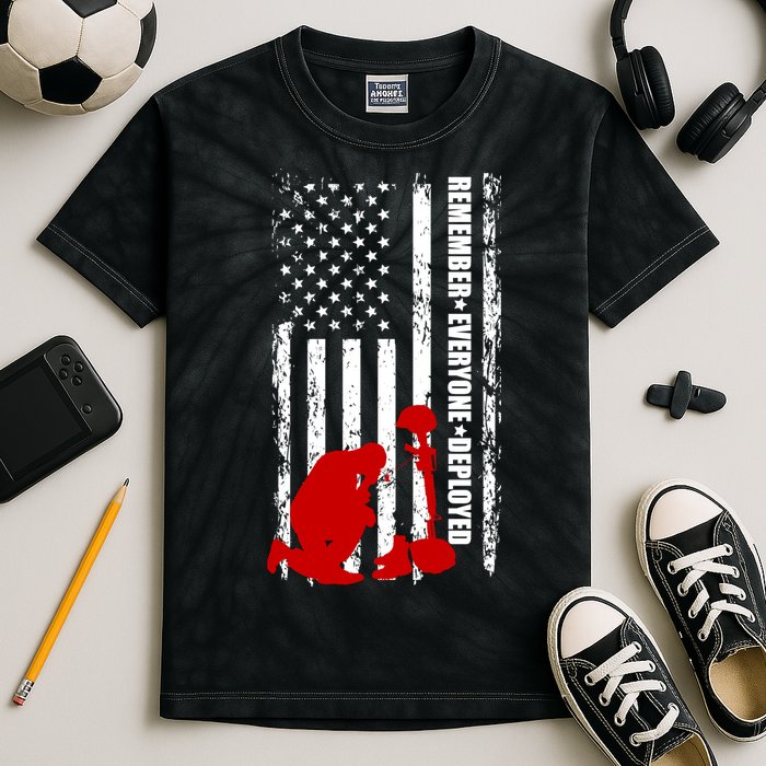 Remember Everyone Deployed Support Our Troops Kids Tie-Dye T-Shirt