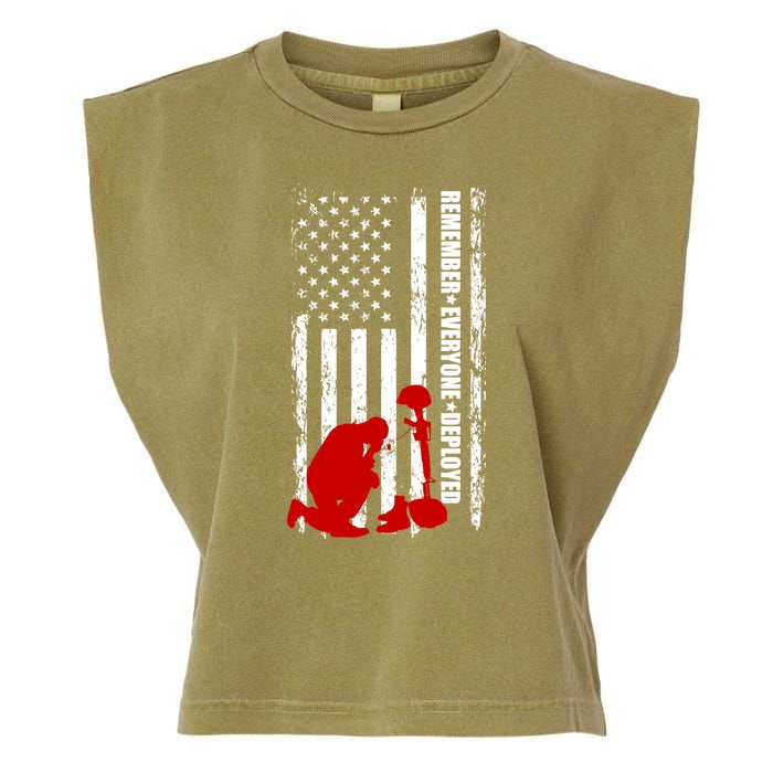 Remember Everyone Deployed Support Our Troops Garment-Dyed Women's Muscle Tee