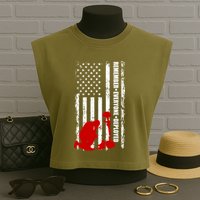 Remember Everyone Deployed Support Our Troops Garment-Dyed Women's Muscle Tee