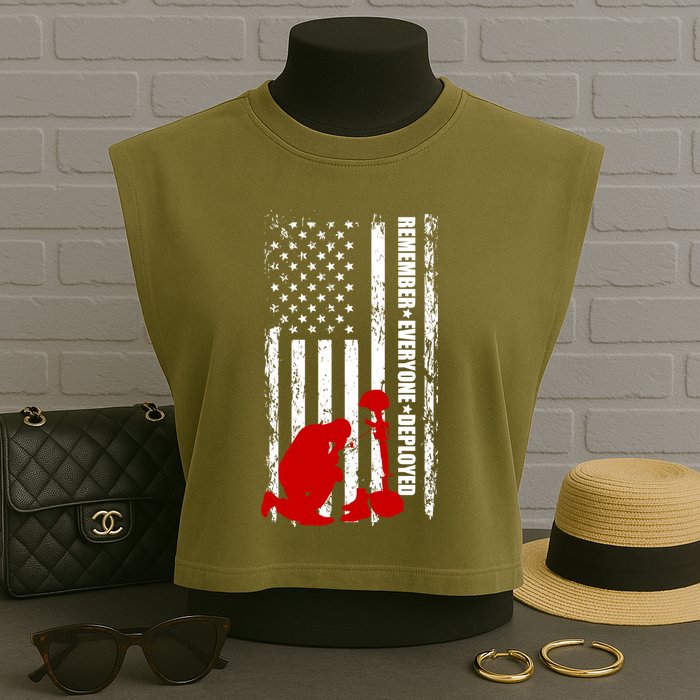 Remember Everyone Deployed Support Our Troops Garment-Dyed Women's Muscle Tee