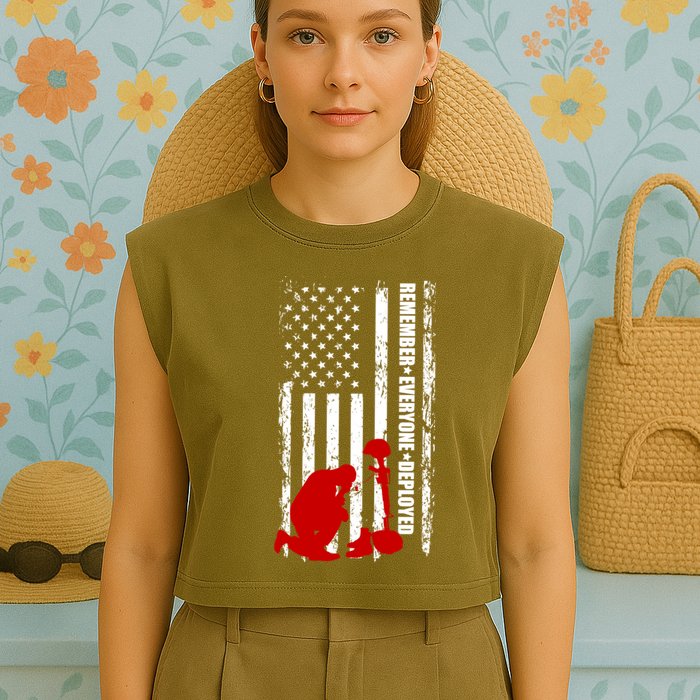 Remember Everyone Deployed Support Our Troops Garment-Dyed Women's Muscle Tee