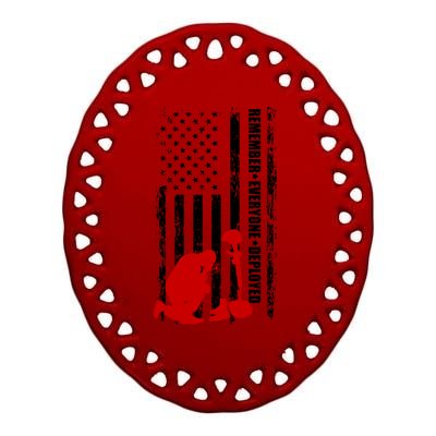 Remember Everyone Deployed Support Our Troops Ceramic Oval Ornament