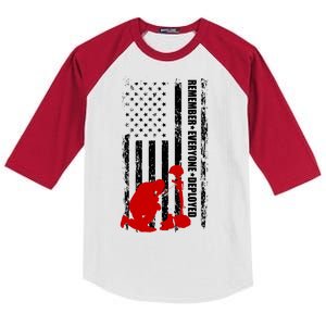 Remember Everyone Deployed Support Our Troops Kids Colorblock Raglan Jersey