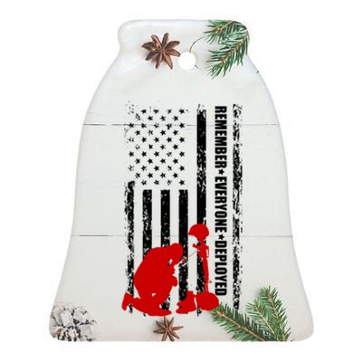 Remember Everyone Deployed Support Our Troops Ceramic Bell Ornament