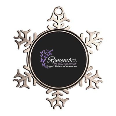 Remember For Those Who Cannot Alzheimers Awareness Metallic Star Ornament