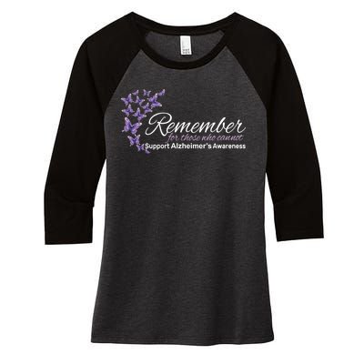 Remember For Those Who Cannot Alzheimers Awareness Women's Tri-Blend 3/4-Sleeve Raglan Shirt