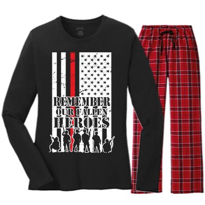 Remember Our Fallen Heroes Women's Long Sleeve Flannel Pajama Set 