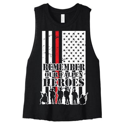 Remember Our Fallen Heroes Women's Racerback Cropped Tank