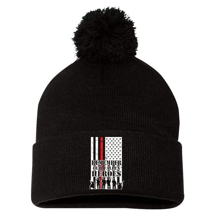 Remember Our Fallen Heroes Pom Pom 12in Knit Beanie