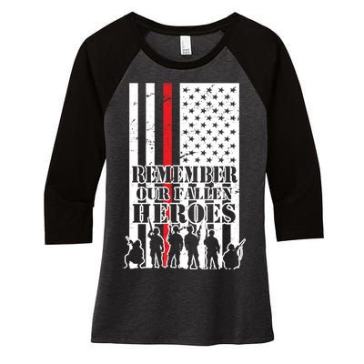 Remember Our Fallen Heroes Women's Tri-Blend 3/4-Sleeve Raglan Shirt