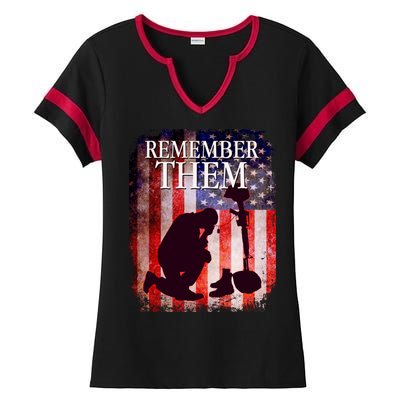 Remember Them Memorial Day Ladies Halftime Notch Neck Tee