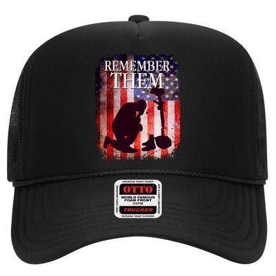 Remember Them Memorial Day High Crown Mesh Back Trucker Hat