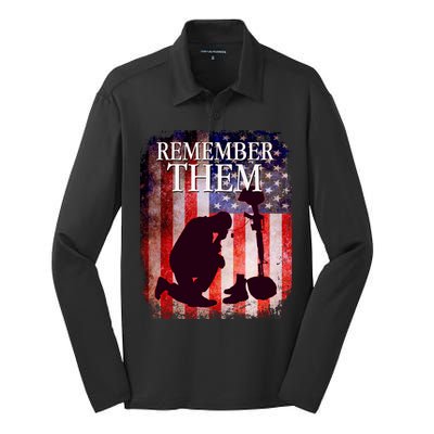 Remember Them Memorial Day Silk Touch Performance Long Sleeve Polo