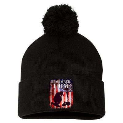 Remember Them Memorial Day Pom Pom 12in Knit Beanie