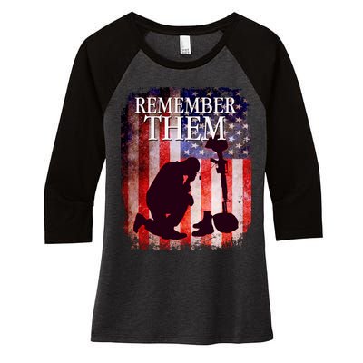 Remember Them Memorial Day Women's Tri-Blend 3/4-Sleeve Raglan Shirt