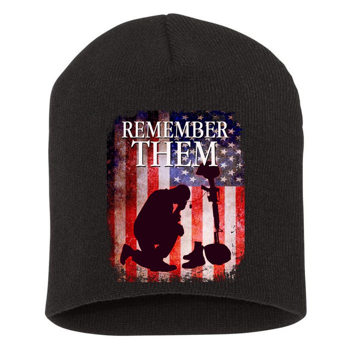 Remember Them Memorial Day Short Acrylic Beanie