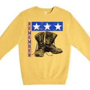 Remember Veteran Combat Boots Premium Crewneck Sweatshirt