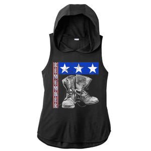 Remember Veteran Combat Boots Ladies PosiCharge Tri-Blend Wicking Draft Hoodie Tank