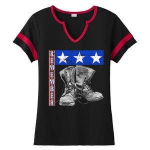 Remember Veteran Combat Boots Ladies Halftime Notch Neck Tee