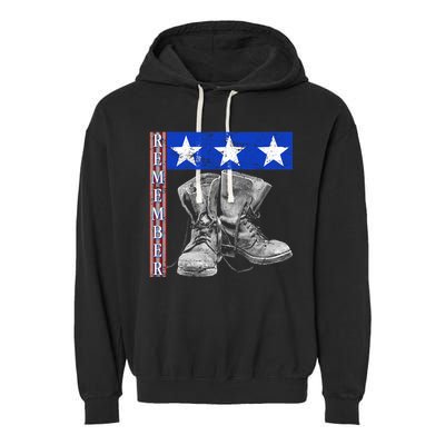 Remember Veteran Combat Boots Garment-Dyed Fleece Hoodie