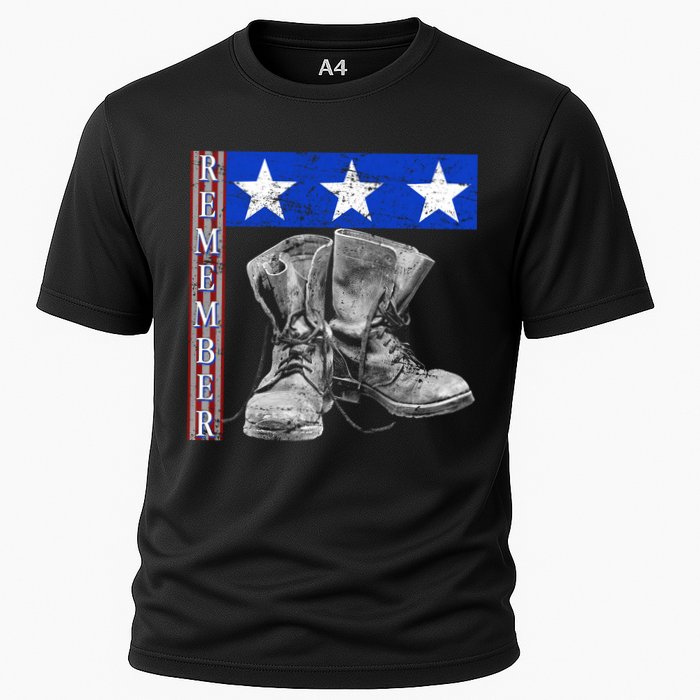 Remember Veteran Combat Boots Cooling Performance Crew T-Shirt
