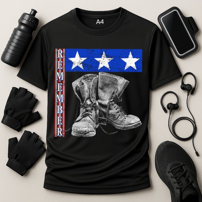 Remember Veteran Combat Boots Cooling Performance Crew T-Shirt